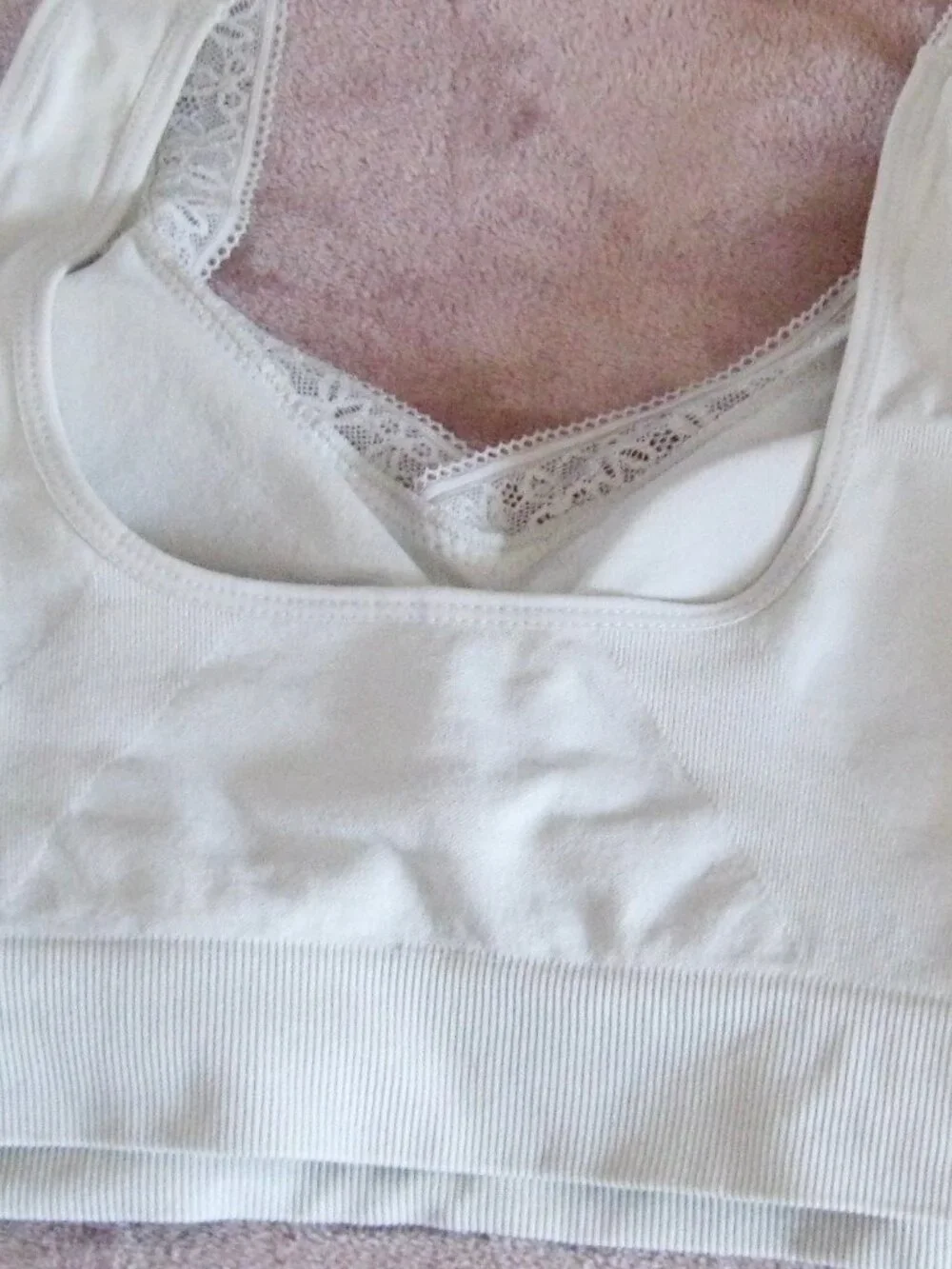 2 COMFORTABLE NO SNAPS, NO HOOKS, JUST SLIDE ON-HAND WASHABLE, SIZE 36C